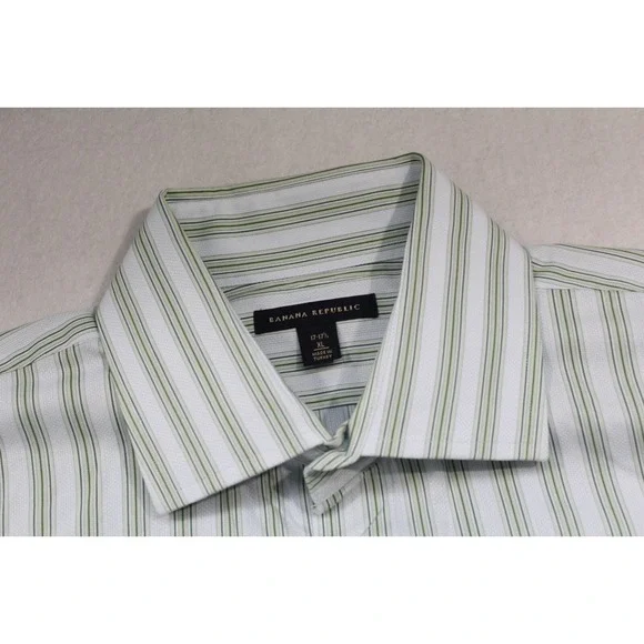 Banana Republic Dress Shirt French Cuff Striped Long Sleeve Mens XL 17-17.5 - Picture 7 of 11